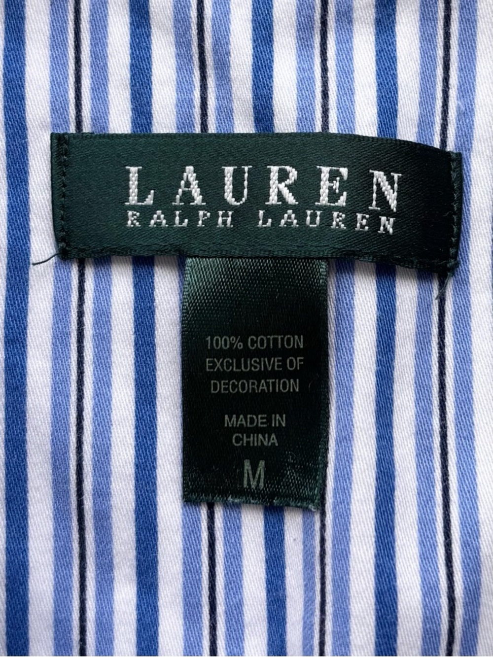 Lauren Ralph Lauren Sleep Shirt Striped Cotton Preppy - Picture 4 of 7
